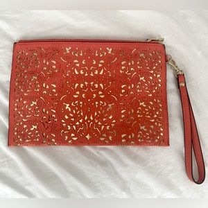 Coral Call it Spring Wristlet